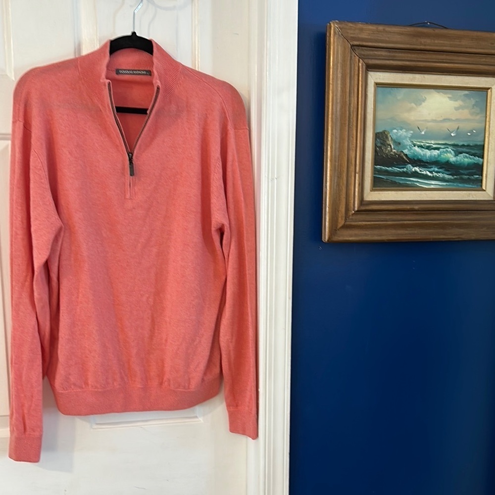 Men’s Douglas Anthony Silk & Cashmere Blend Zip Mock Neck Pullover Size M